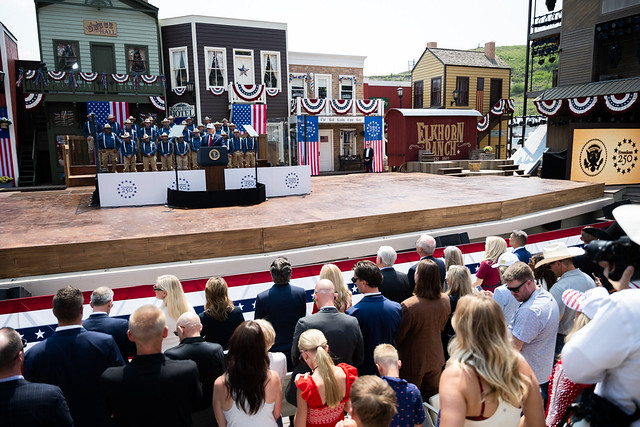 President Donald J. Trump delivers remarks at the Burning Hills Amphitheatre in Medora, North Dakota on Wednesday, July 1, 2026. (Official White House Photo by Alex Gudenkauf)