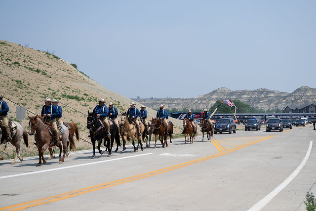 President Donald J. Trump arrives at the Theodore Roosevelt Presidential Library, Wednesday, July 1, 2026 in Medora, North Dakota.(Official White House Photo by Alex Gudenkauf)