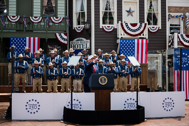 President Donald J. Trump delivers remarks at the Burning Hills Amphitheatre in Medora, North Dakota on Wednesday, July 1, 2026. (Official White House Photo by Alex Gudenkauf)