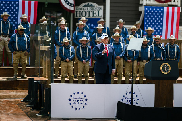President Donald J. Trump delivers remarks at the Burning Hills Amphitheatre in Medora, North Dakota on Wednesday, July 1, 2026. (Official White House Photo by Daniel Torok)