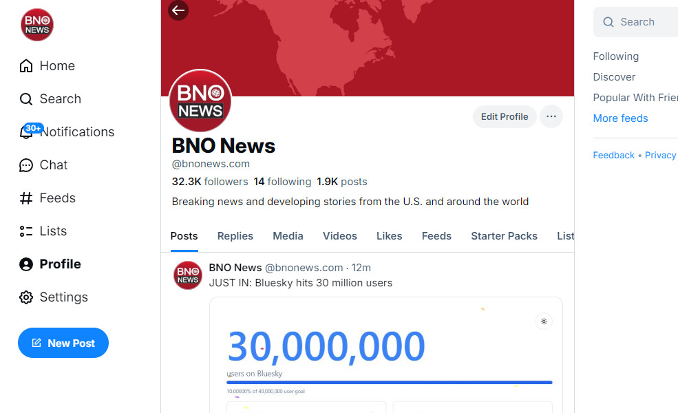 Twitter alternative Bluesky hits 30 million users - BNO News